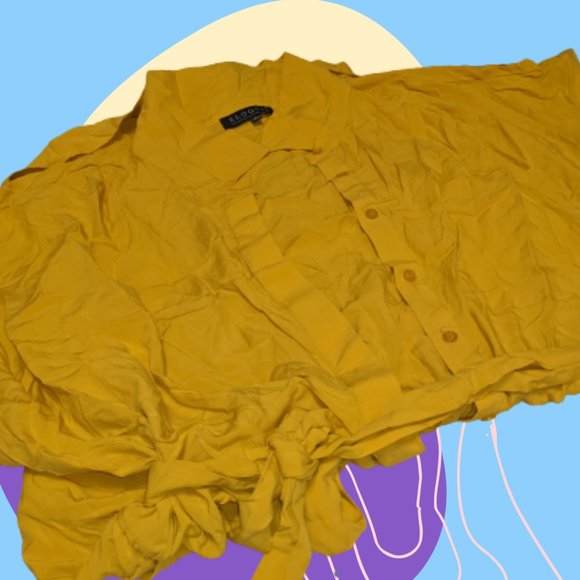 Plus Yellow Button-Up Eloquii Romper - Picture 2 of 2